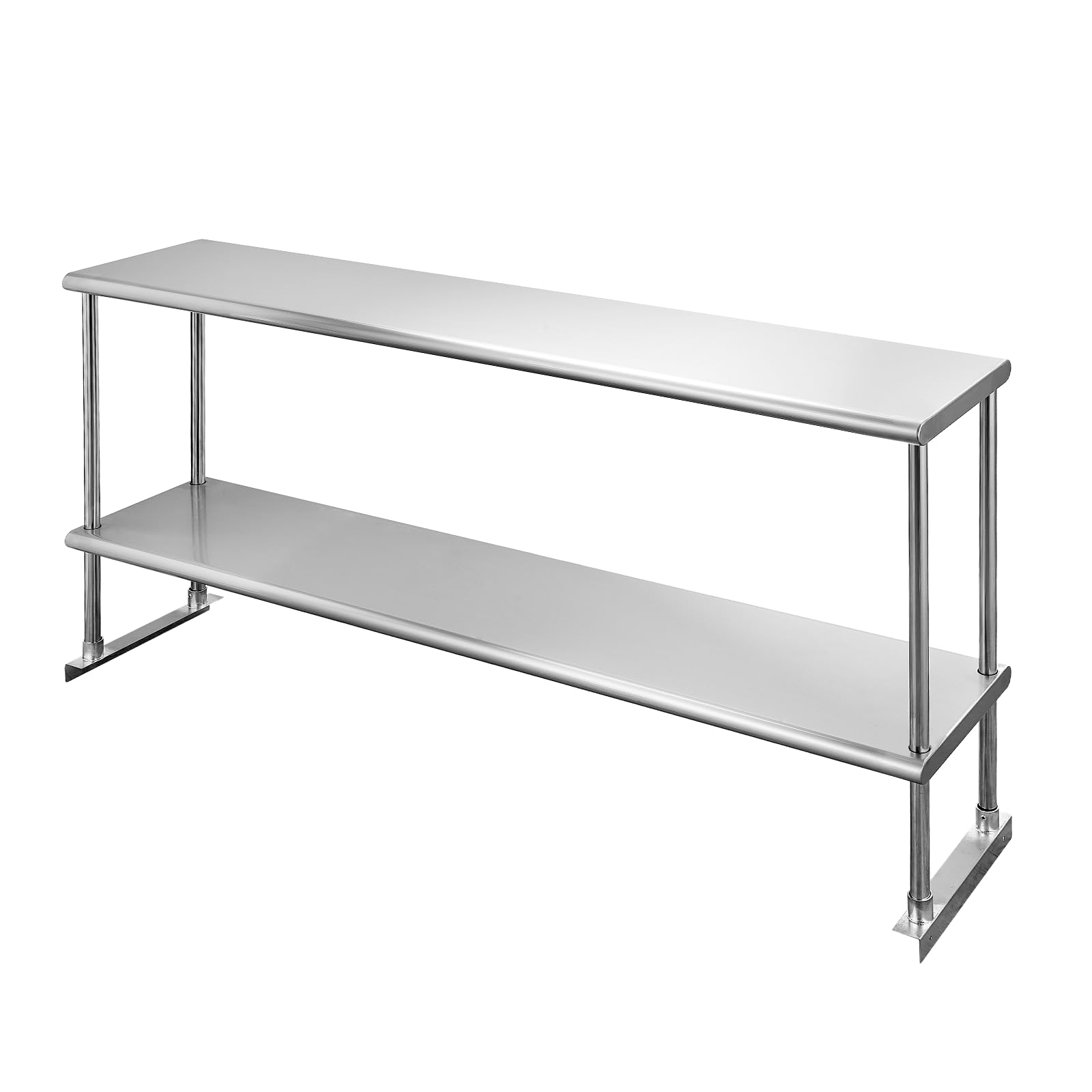 Hally Double Overshelf of Stainless Steel 12'' x 60'' Weight Capacity 400lb, Commercial 2 Tier Shelf for Prep & Work Table in Restaurant, Home and Kitchen
