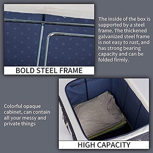 Image of 66ltr Storage Bag Foldable Steel Frame Clothes Zip Organizer Bag, Oxford Fabric Storage Living Saree Cover Boxes, Storage Box For Clothes, Closet, Wardrobe Organizer(1 Pack)