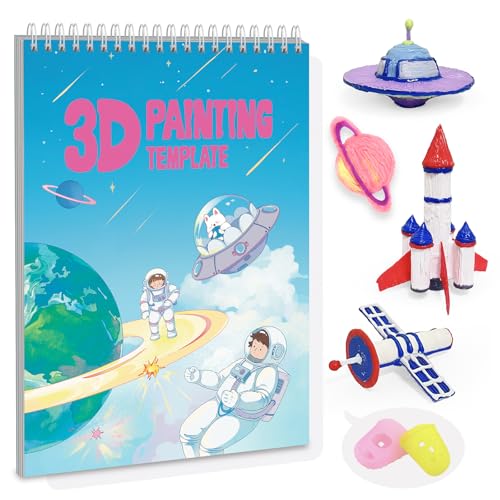 Dayker Livro de desenho com impressão espacial 3D, palmilha de papel reutilizável de 40 padrões com placa de PVC, modelos de graffiti encadernados em espiral para iniciantes e artistas