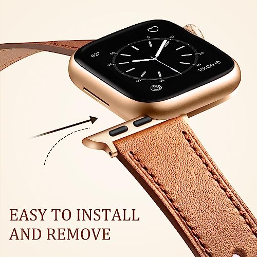 CeMiKa Leather Straps Compatible for Apple Watch Strap 38mm 40mm 41mm 42mm - Image 4