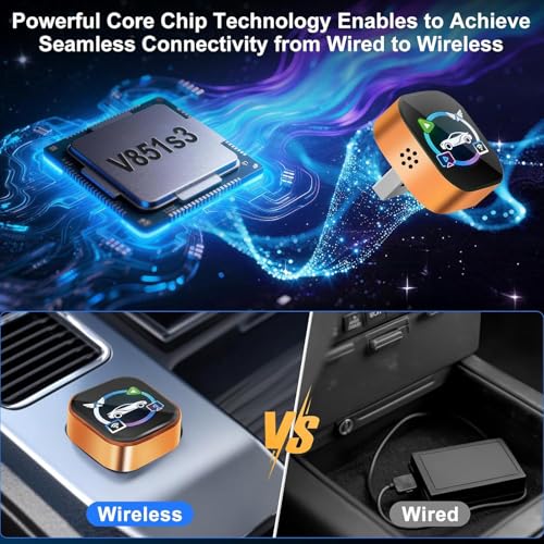 Image of Wireless CarPlay Adapter 4 in 1 Car Screen Mirroring Adapter to Play TV on Car Screen for iPhone & Android, Upgrade Support Airplay&Mirror Link,CarPlay&Android Auto,Wired to Wireless,Plug and Play
