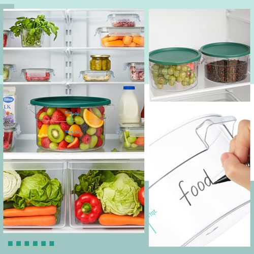 Image of Ziliny 2 Pcs 2 Qt Dough Proofing Container with Lid and Green Scale, Green | Clear Round Food Storage Container, Food Grade Plastic, Easy Viewing Design, Airtight Lid, Dough Fermentation Kitchen Storage