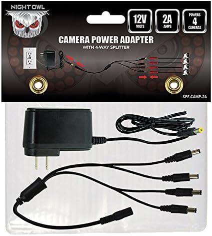 Night Owl Security SPF-CAMP-2A Camera Adapter with 4-Way Power Splitter, Black