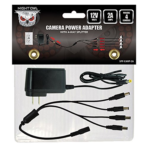 Night Owl SPF-CAMP-2A compact black power adapter design