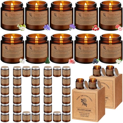 Threlaco 100 Pcs Candles for Gifts Bulk, Thank You Gifts Candles for Women, Aromatherapy Jar Candle Soy Wax Candle for Coworker Employee Teacher Nurse Mother's Day Birthday Gifts(Amber, Sweet Scent)