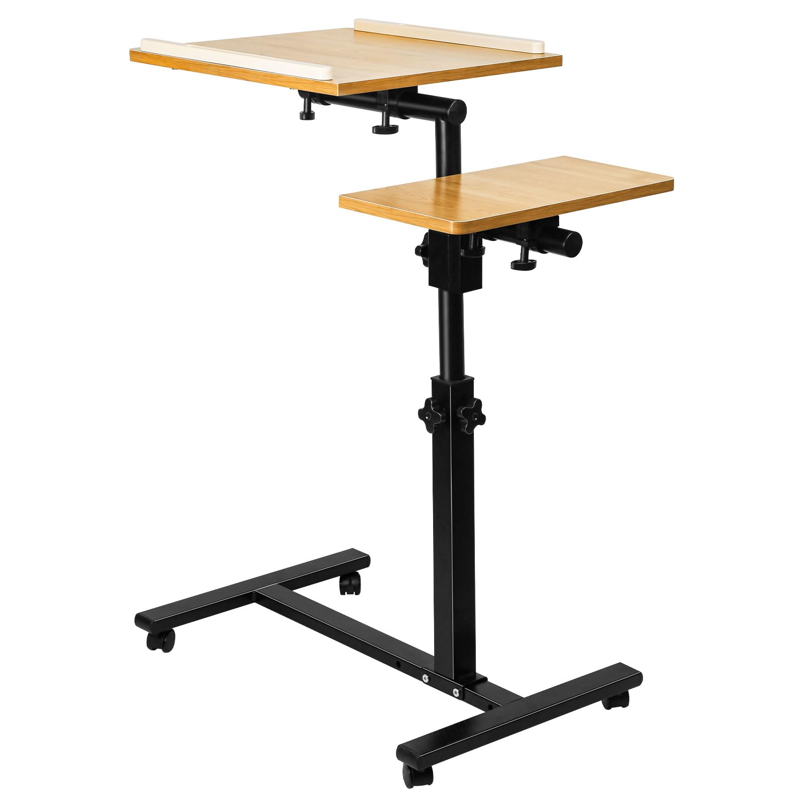 Table de Lit à Roulettes Bureau Mobile Pliable 360° Levage Rotatif 70 x 44 x 95 cm Bois