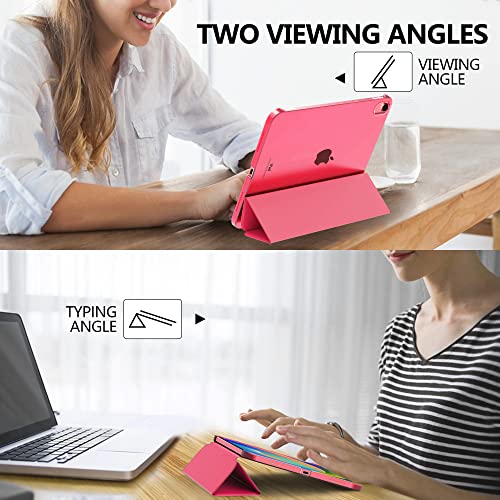 Image of MoKo for iPad (A16) 11th Generation Case 11 Inch 2025, iPad 10th Generation Case 10.9 Inch 2022, Slim Stand Hard PC Translucent Back Shell Smart Cover, Support Touch ID, Auto Wake /Sleep,Watermelon Red