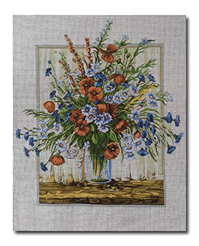 Hudemas - Kit Medio Punto Completo jarrón con Flores de Campo Mis 50 x 40 cm cód. 489