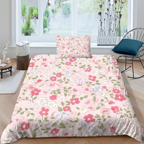 Juego de cama con cremallera y estampado digital 3D floral de microfibra transpirable 2