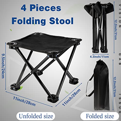 Weysat Camping Stool Small Folding Stools For Adults Portable Mini Foldable Chair Outdoor Portable Seat Camping Foot Rest With Carry Bag For Hunting Fishing Hiking, 11 X 11 X 9.5 Inch (Black, 4 Pcs) #TOP1