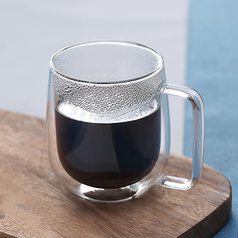Set de 2 mugs de vidrio doble pared 11.84 oz miniatura 2