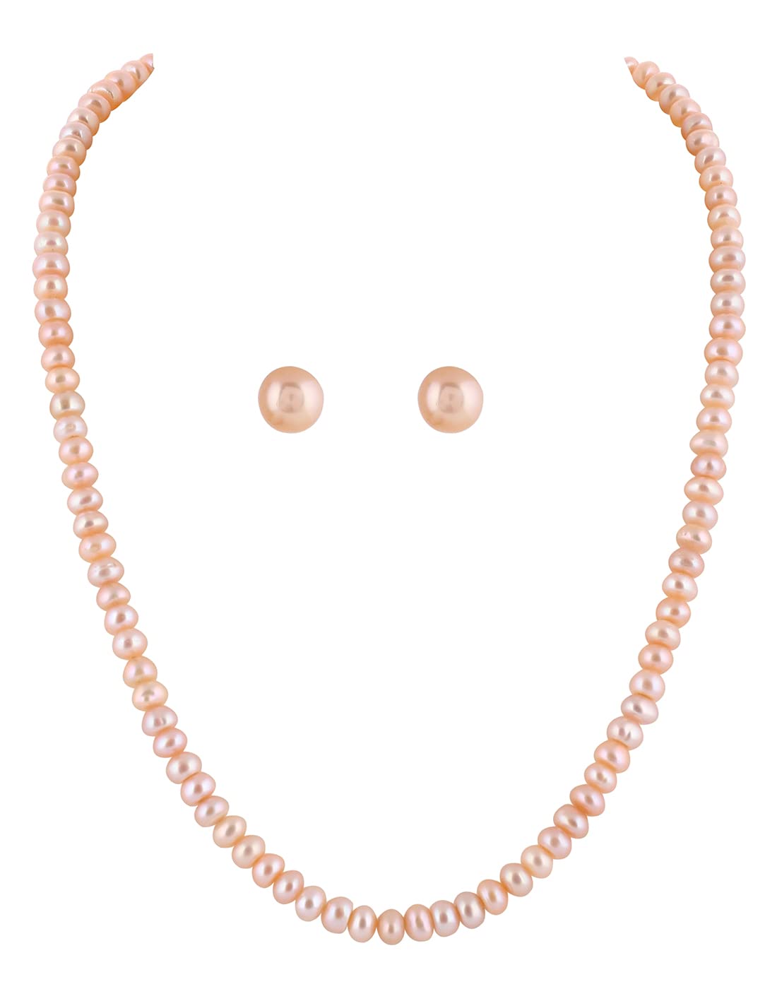 Natural Fresh Water Peech Colour Pearl Necklace Chain With Certificate from Hyderabad for Women Girls-image-26