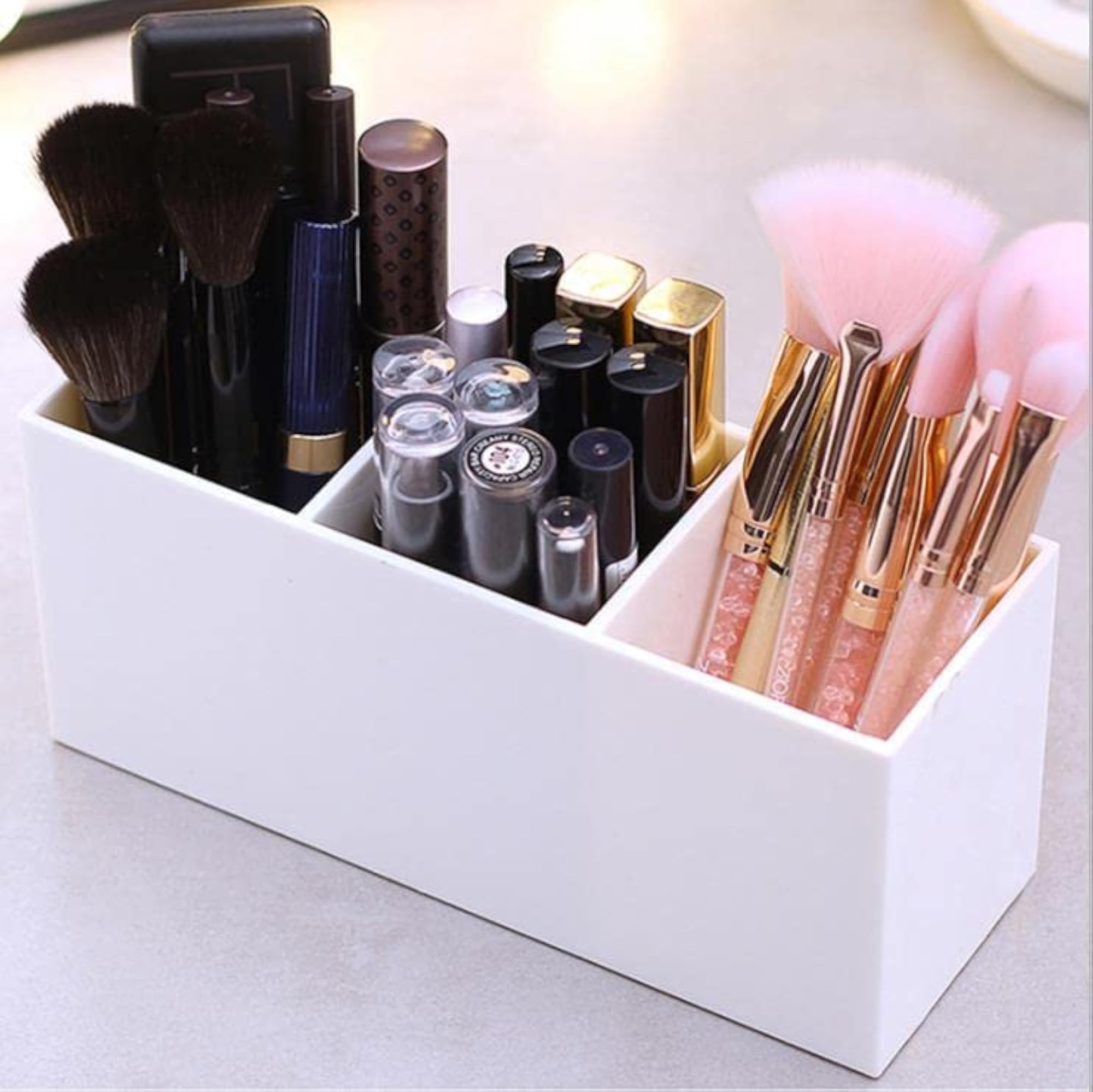 Makeup Brush Organizer - 3 Slot Cosmetic Display Holder
