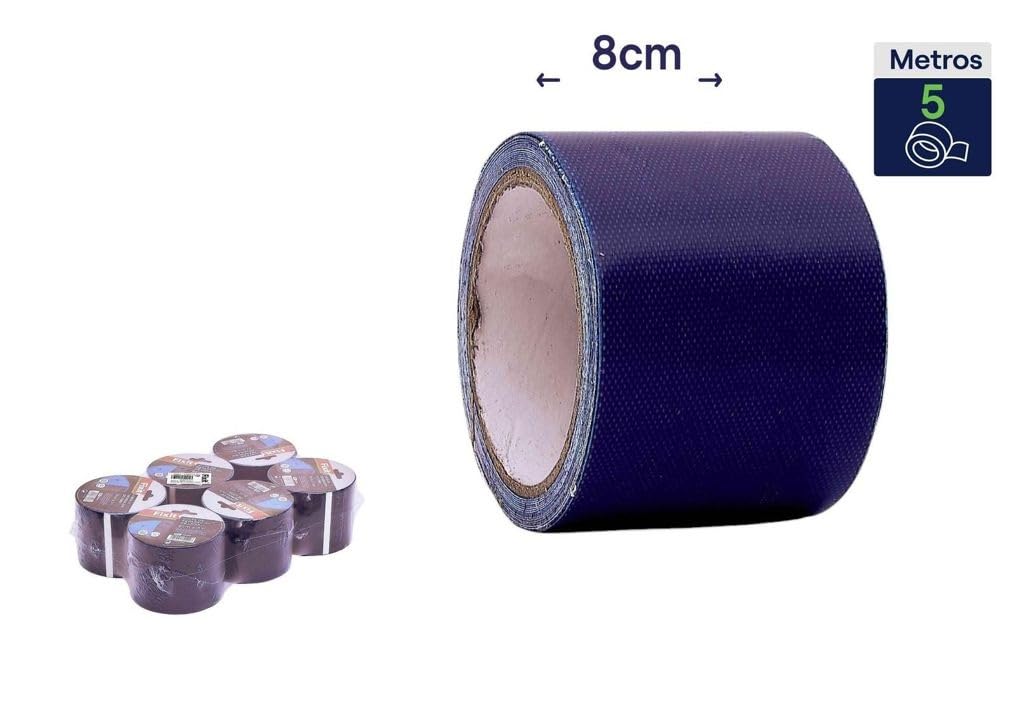 DRW Cinta reparacion Lona Azul Oscuro 6 Unidades 80mm x 5m