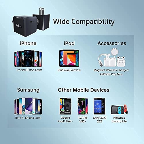 Ailun Usb C To Usb C Cable 6Ft 3Pack High Durability 3A Usb Type C Devices And 2Pack Usb C Power Adapter,Pd Port Thumb Wall Charger Block 20W Fast Charge Compatible With Iphone 12/12 Pro/12 Pro Max/12 #TOP6