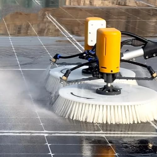 ソーラーパネル洗浄回転ブラシ 洗浄幅65cm、11.5フィート〜24.6フィート 電動太陽光発電パネルクリーナー デュアルヘッド 天井・ガラス壁用 A-5.5M/18フィート,A-3.5M/11.5Ft