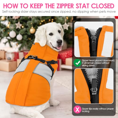 Image of AOFITEE Dog Coat Large Dog Winter Coat Waterproof Dogs Jacket with Harness