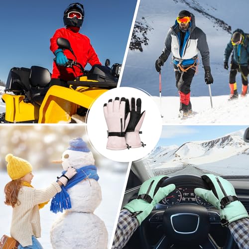Image of Ski Gloves,Snow Gloves Waterproof Winter Warm Cold Weather Touchscreen Gloves for Parent& Child Kids Skiing,Snowboarding
