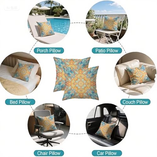 Housse coussin 65x65cm bohémie bleu idéal pour canapé et balcon ombragé - 7