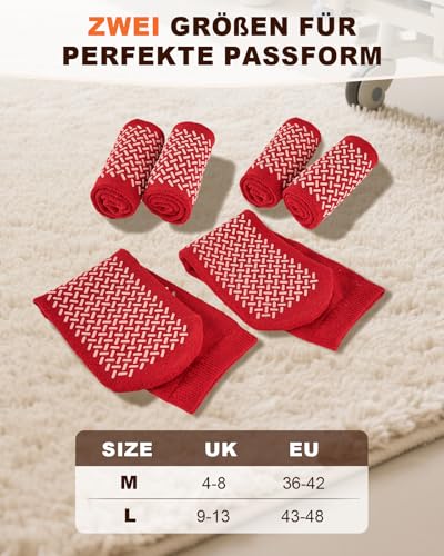 SukModen Krankenhaussocken mit Doppelprofil – 3 Paar Rutschfeste Stoppersocken mit Noppen Sturzschutz Slipper Socken für Männer und Frauen, Anti-Rutsch Haussocken für Pflege, Reha & Zuhause