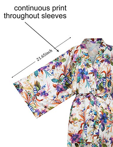 Babeyond Floral Kimono Robe Satin Silk Wedding Robe 1920S Kimono Nightgown Sleepwear 53" Long (Flower) #TOP4