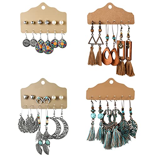 Flongo 18 paia di orecchini boh¨¦mien da donna appesi orecchini a bottone stile boho set pendenti a goccia per donna ragazze Summer Beach