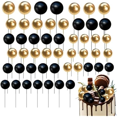 50pcs Black and Gold Foam Cake Toppers Cover