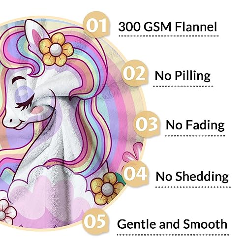 Personalized Unicorn Blanket Gifts with Name - 30x40 Inches Cute Throw for Girls - Pink Soft Fuzzy Blankets for Couch & Office
