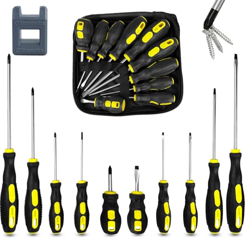ZBXSNK 10Pcs Screwdriver Set 5 Size Heavy Duty Chrome Vanadium Steel Magnetic Screwdriver with 5 Cross& 5 Flat Head Soft Non-Slip Grip Hand Tools (10 PCS Screwdriver) 1 ZBXSNK 10Pcs Screwdriver Set 5 Size Heavy Duty Chrome Vanadium Steel Magnetic Screwdriver with 5 Cross& 5 Flat Head Soft Non-Slip Grip Hand Tools (10 PCS Screwdriver)