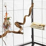 HappyBird | Natur Sitzstange für Wellensittiche echte Liane 90-100/1-2cm breit | die Kletterstange für Unzertrennliche