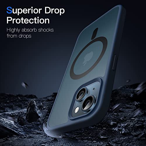 Image of JETech Magnetic Cover Case for iPhone 13 6.1-Inch Compatible with MagSafe, Translucent Matte Back Slim Shockproof Phone Cover (Storm Blue)
