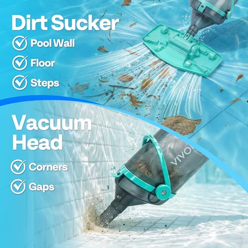 Image of VIVOHOME 40W Handheld Pool Vacuum18.5GPM Suction Long-Run 60min Battery | Cordless Pool Cleaner Powerful Motor Adjustable 9.12FT Pole for Above Ground & In-Ground Pools, Spas - Green