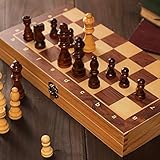 34 * 34cm 3 En 1 De Ajedrez Plegable De Ajedrez De Madera De Color con Grandes Piezas De Ajedrez Tablero De Ajedrez Juego De Ajedrez para Principiantes Niños Adultos