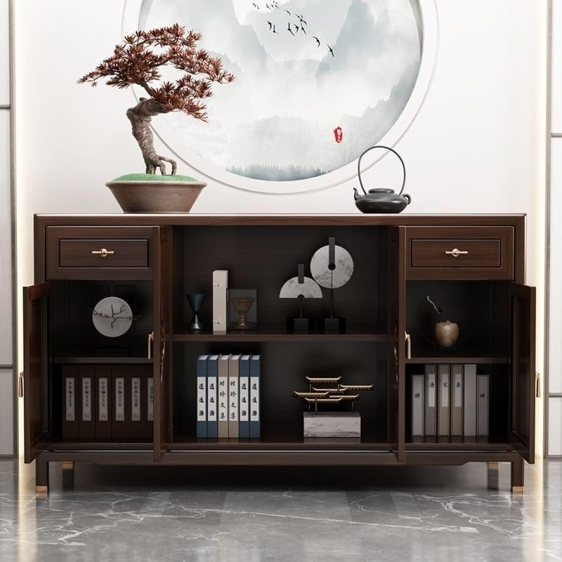 Küchenvorratsschrank Holz-Sideboard im chinesischen Stil, Wohnzimmer, Foyer, Eingangsschrank, Lagerschrank, Restaurant-Sideboard, multifunktionaler Lagerschrank Buffetschrank Mit Stauraum(130*40*90cm)