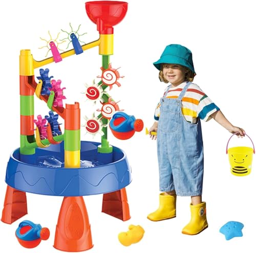 Masyrt Sand And Water Table Toys For Kids,Water Waterfall Sensory Play Table Set With 23 Pcs Accessories,Sandpit Table for Beach, Outdoor Activity Playset for Beach & Indoor Use