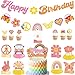 Groovy Two Hippie Boho Party Decorations - Daisy Birthday Party Supplies Including Groovy Birthday Banner, Honeycomb Centerpieces Retro Boho for Girls Teens Baby Shower Photo Booth Props