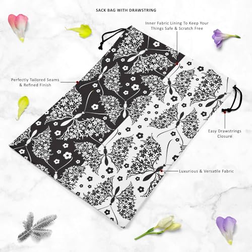 Image of ArtzFolio Butterflies & Flowers | Reusable Sack Bag | Bag for Gym, Storage, Vegetable & Travel