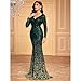 TOLEEN Women's Formal Sequin Bodycon Long Sleeve Prom Dresses Elegant Evening Party Maxi Dresses Green