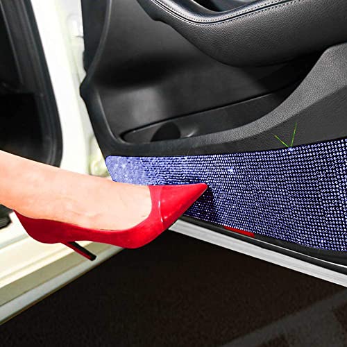 Image of eing Bling Car Door Anti-Kick Pad Crystal Door Protective Pad Universal Anti-Kick Dirty Stickers Anti-Collision Stickers,4 Pack /Set(2 Pack for Front Door and 2 Pack for Back Seat Door),Deep Blue