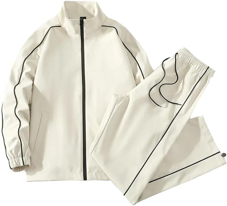 Men's Autumn Running Sets Thermal Windproof Long Sleeve Jacket Straight Leg Pants Jogging Gym Tracksuits