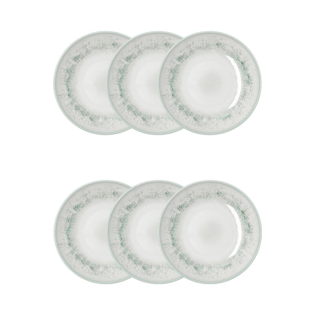 Bidasoa Set de 6 platos hondos Kai Hydrozero de porcelana 23 cm | Verde, Porcelana, formato redondo, acabado brillo, 23 cm, 6 piezas, apilable, apto para microondas
