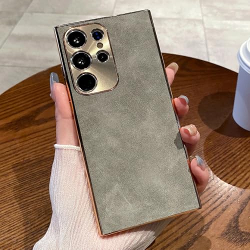 Étui de luxe en cuir mat pour S23 Plus coque protection photo gris