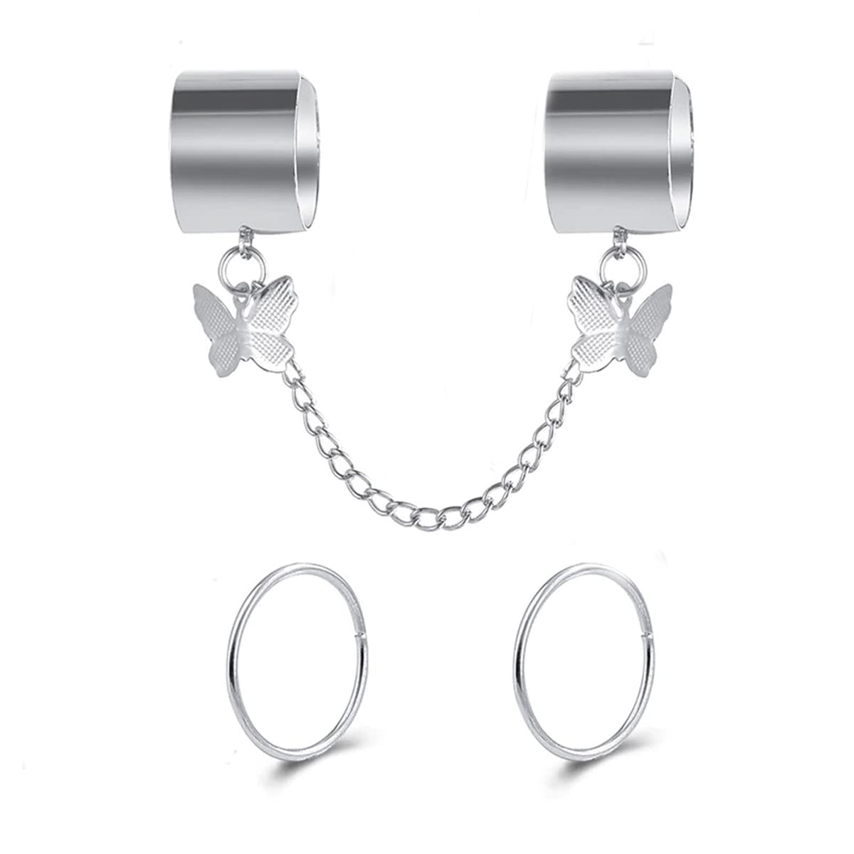 Jewels Galaxy Jewellery For Women Silver Plated Butterfly inspired Contemporary Chain Ring Set (JG-PC-RNG-972) (B09XB58R1L) Amazon Price History, Amazon Price Tracker
