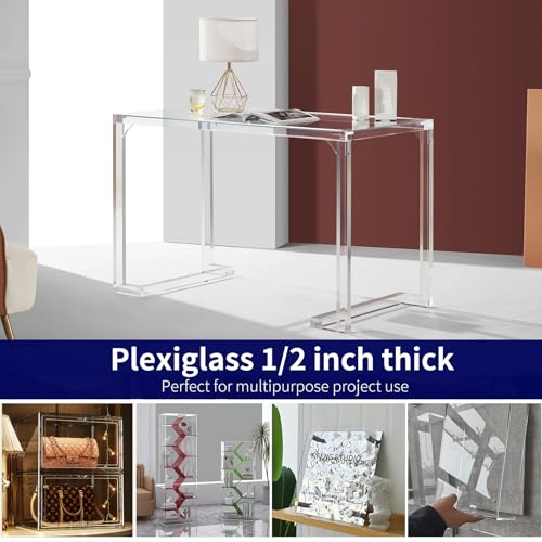 Image of 1 /2 Inch Acrylic Sheet (13mm Thick), ALCCIFI 12 x 12 Clear Cast Plexiglass Sheets, Transparent Plexi Glass Board for Crafting Projects, Signs, DIY Display Case and More, Easy to Cut and Laser