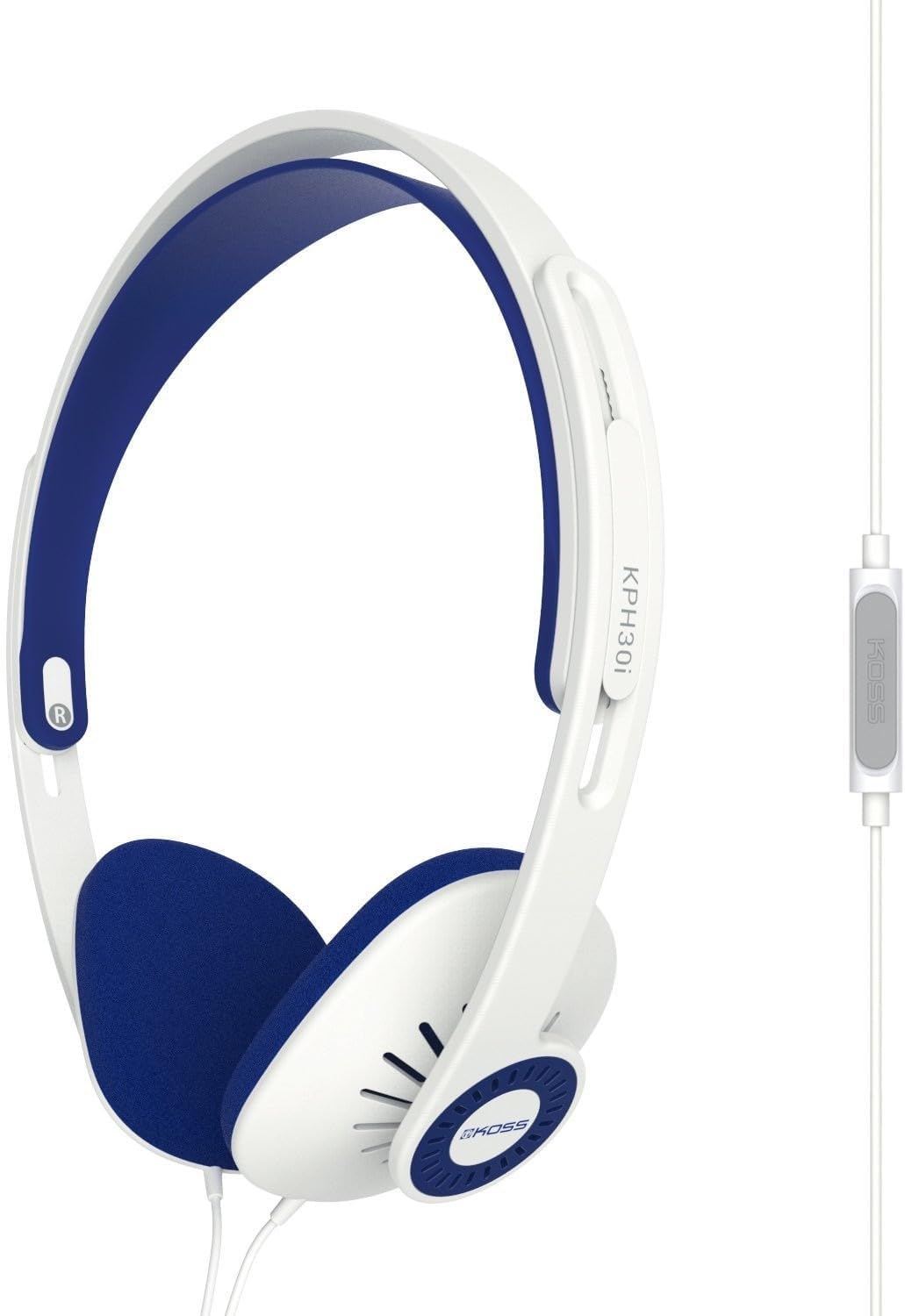 Koss Headphones KPH30iW OnEar Microphone 3.5 mm White