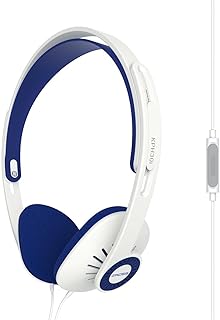 Koss KPH30Iw On Ear Wired Headphones | In-Line Microphone & Remote | Lightweight | Deep Bass | White & Blue Price In India