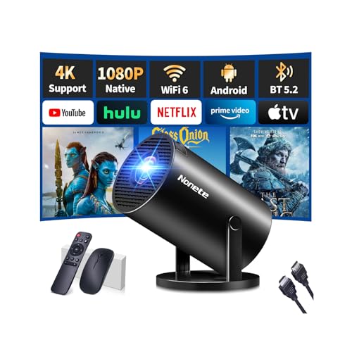 Image of 【Built-in Apps】Mini Projector 1080P, 4K Projector Full HD with WIFI 6 and Bluetooth 5.2, Support 270° Rotatable Portable Projector with Auto Keystone Correction,Compatible with Phone/HDMI/USB - Black