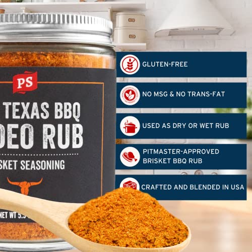 Ps Seasoning Rodeo Rub Texas-Style Brisket - Texas Bbq Flavor Rub Seasoning, Dry Meat Rub For Steaks, Pork, Chicken, Beef - Use For Grilling, Smoking Or Baking #TOP1