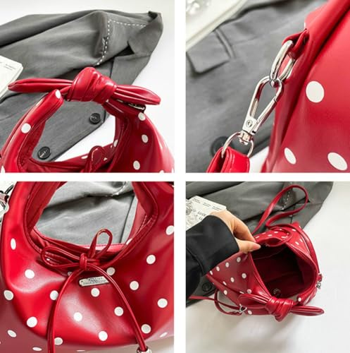 Polka Dot Tote Bag for Women Bow Tie Bags for Women Crossbody Bag Cute Purse Shoulder Handbag Satchel for Travel Work4