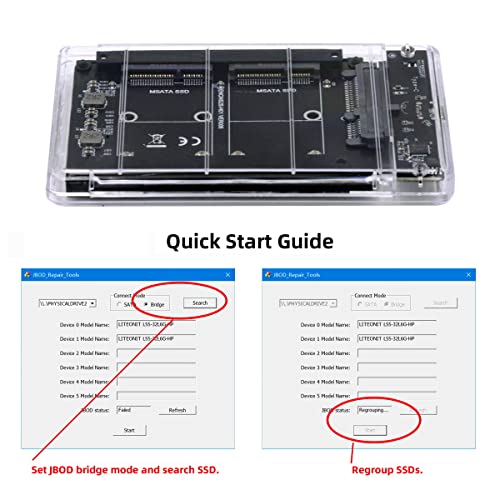 Cablecc Dual MSATA Mini-SATA SSD Card JOBD Raid0 Span Bridge to USB3.0 Type-C USB-C 2.5inch SATA Combo Enclosure by cablecc - Used condition - Image 4